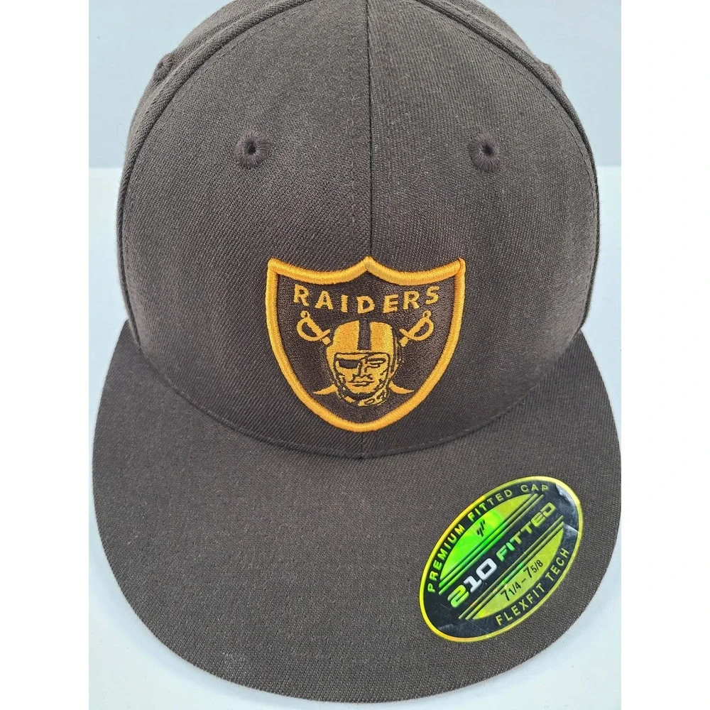 210 Fitted Las Vegas Raiders UPS Mashup Hat Brown Gold Flat Brim 7 1/4 - 7 5/8